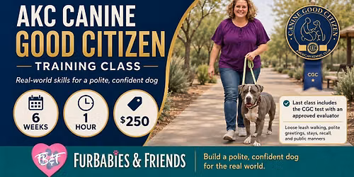 AKC Canine Good Citizen CGC Group Dog Training Class - 11\/1\/26 - 8:30am - 6 Weeks - $250