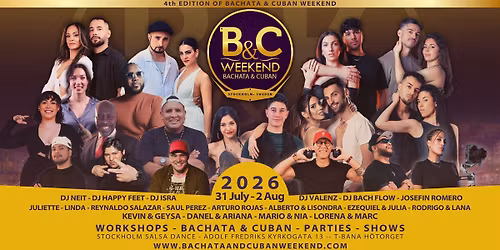 Bachata & Cuban Weekend July 31st - August 2nd 2026! 4th edition!