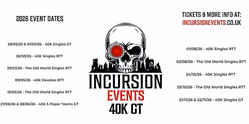 Incursion Events 40K Singles GT 29 - 30\/11\/25