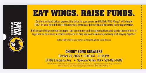Eat Wings. Raise Funds. Cherry Bomb Brawlers.