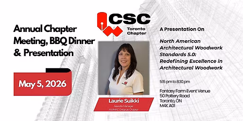 CSC Toronto 's May 5, 2026 ACM, BBQ Dinner Meeting & Presentation