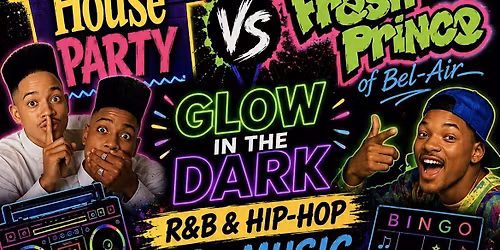 90s Glow In The Dark R&B & Hip-Hop Music Bingo
