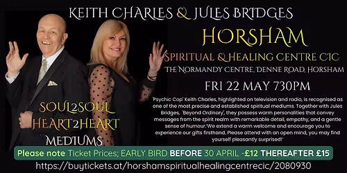 For One Night Only A Special Evening of Clairvoyance with Keith Charles & Jules Bridges