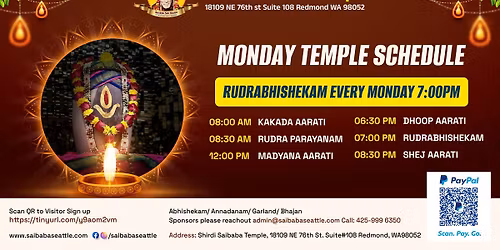 MONDAY TEMPLE SCHEDULE