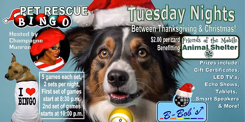 B-Bob's Holiday BINGO Benefitting Rescue Pets!