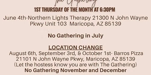 The Gathering Dinners- LOCATION CHANGE BARROS PIZZA