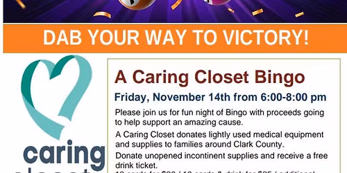 A Caring Closet Bingo 