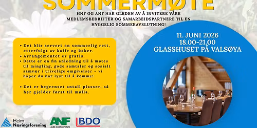 Sommerm\u00f8te for medlemsbedrifter og samarbeidspartnere i Heim N\u00e6ringsforening og Aure N\u00e6ringsforum