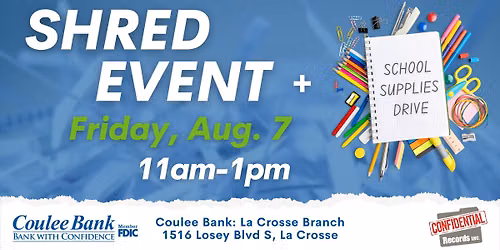 Coulee Bank- La Crosse Shred Event