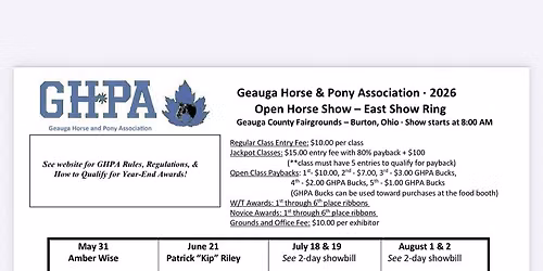 Geauga Horse & Pony Association \u2022 2026 OPEN HORSE SHOW