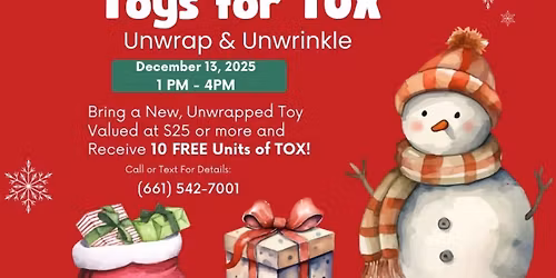 Toys for TOX! FREE 10units Xeomin Tox when you Donate a Toy!!