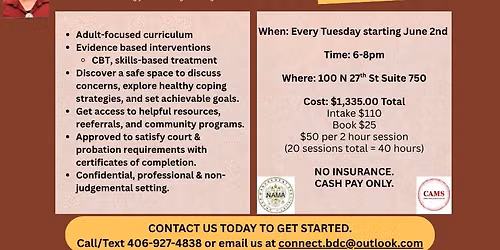 Adult "Anger Management" Classes at Beautiful Directions Counseling