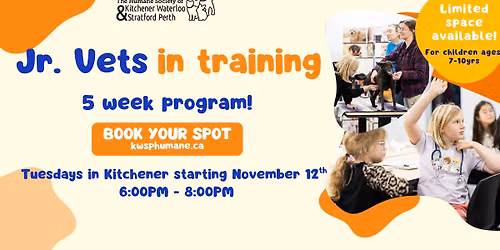 Jr. Vets in Training @ the KW Humane Society (5 Week Program)