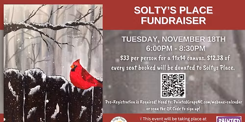 FUNdraiser - Solty's Place - Cardinal on a Fence Canvas Class