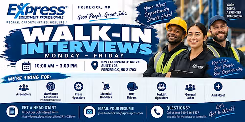 Walk-In Interviews | Express Employment Professionals \u2013 Frederick, MD