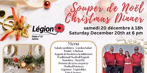 Souper de No\u00ebl & Danse \ud83c\udf84 Christmas Dinner & Dance