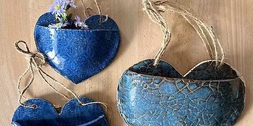 Set of 3 pottery Pocket Hearts - registration required