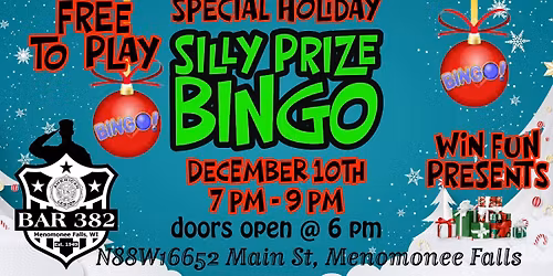 Holiday Silly Prize Bingo
