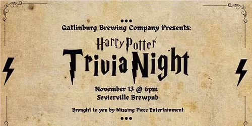 Harry Potter Trivia Night @ Gatlinburg Brewing Company - Sevierville