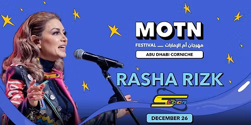 Rasha Rizk Live on December 26 at MOTN Festival Abu Dhabi