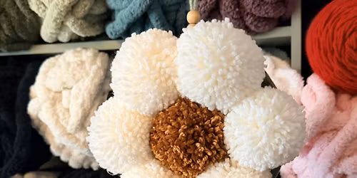 Flower Power Pompom Wall Hanging craft workshop in Montgomery County, Md.
