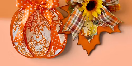 Decoupage, Dot & Decorate a Fall\/Halloween Themed Wood Hanging Leaf\/Pumpkin Workshop