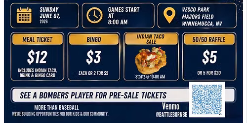 Battle Born Bombers Scrimmage, Bingo & Indian Taco Fundraiser