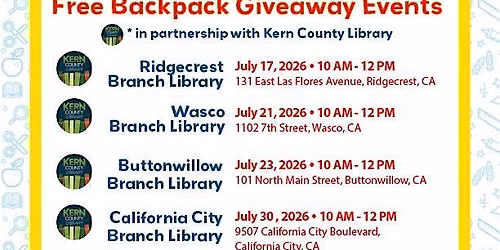 Ready-Set Back 2 School Backpack Giveaway Events