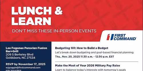 20 Nov 25 Lunch & Learn: Budgeting 101 & 2026 Military Pay Raise