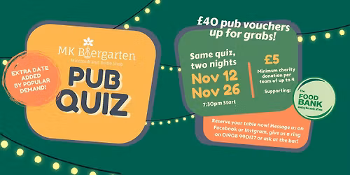 Pub Quiz (supporting MK Food Bank)