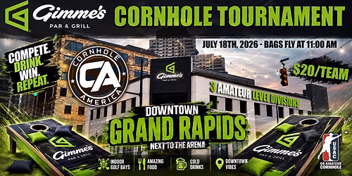 Gimme's downtown Grand Rapids Cornhole Tournament party