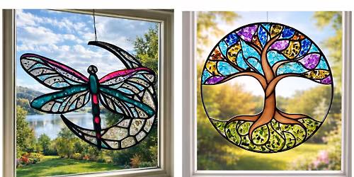 Tree, Dragonfly or Cardinal Crushed Glass Resin Suncatcher