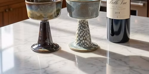 Set of 2 Wine Goblets, May 6 Back Mountain Makery