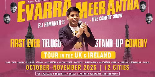 RJ Hemanth Live \u2013 Evvara Merantha Telugu Stand-Up Comedy  Tour  II Coventry  II Presented by Aara Entertainments