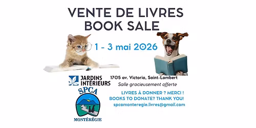 SPCA MONT\u00c9R\u00c9GIE Vente de Livres 2026 Book Sale