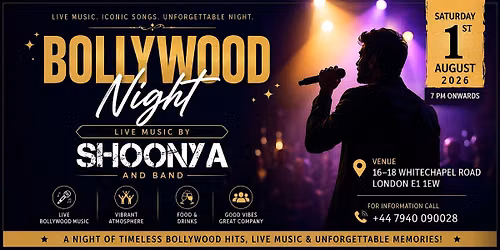 Bollywood Night London 2026 | Live Music | Saturday 1 August