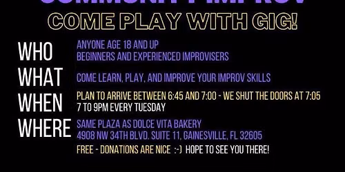 Community Improv - For Laughter & Play! Please arrive 6:45-7! :-)