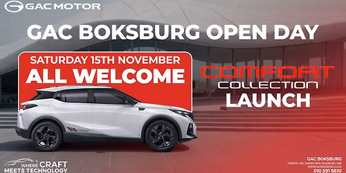 "Mark your calendars! \ud83d\ude97\ud83c\udf89 GAC Boksburg Open Day is this Saturday, 15 November \u2013 everyone is welcome