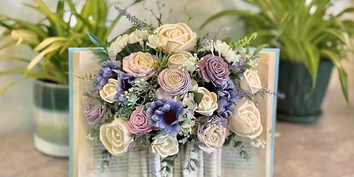 WOOD FLOWER BOOK BOUQUET WORKSHOP @ PLATTER\u2019S