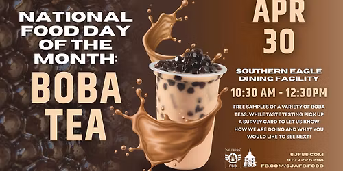 National Food Day of the Month: Boba Tea (Base Access Only)