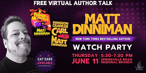 Virtual Author Talk with Matt Dinniman Watch Party