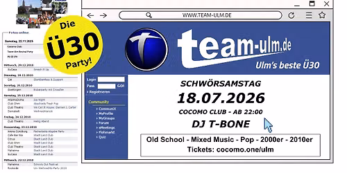 team-ulm Revival | die \u00fc30 party am Schw\u00f6rsamstag