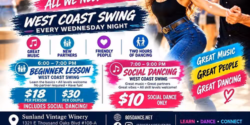 West Coast Swing - Wednesday Lesson and Social Dance