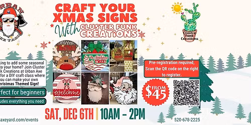 Holiday Craft & Sip: DIY Christmas Sign Workshop in Sierra Vista | Hosted by Cluster Funk Creations