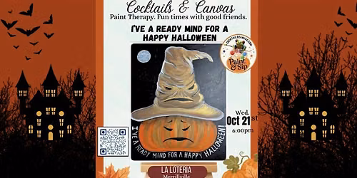 "Happy Halloween" Cocktails and Canvas Paint & Sip Art Event