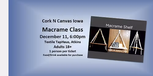 Textile TapHaus -Macrame Shelf- Cork N Canvas Iowa