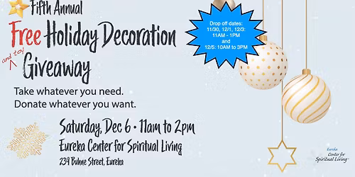 5th Annual Free Holiday Decoration & Toy Giveaway