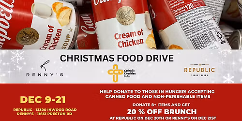 Christmas Food Drive: Benefiting Catholic Charities Dallas