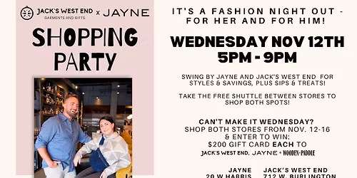 Jack's West End X JAYNE Shopping Party