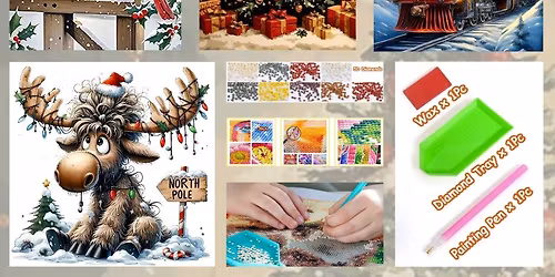 Christmas & Winter 5D Diamond Coaster & Canvas Art - Craft & Sip Class